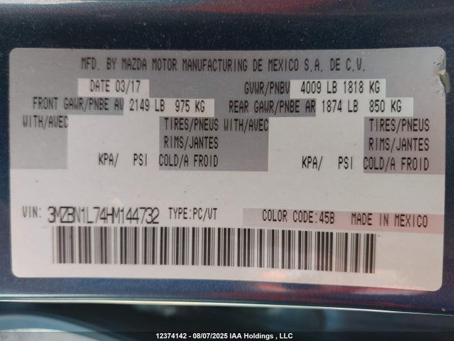 3MZBN1L74HM144732 Mazda pe