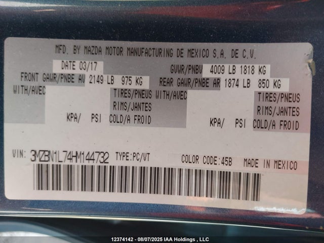 3MZBN1L74HM144732 Mazda pe