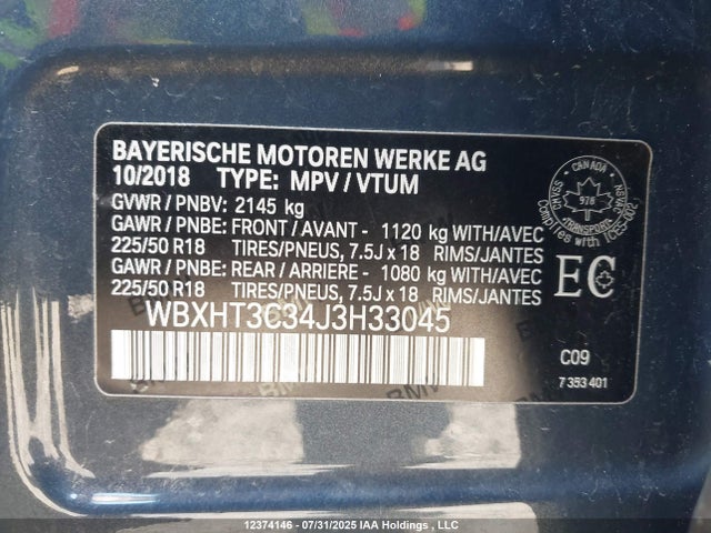 WBXHT3C34J3H33045 BMW X1