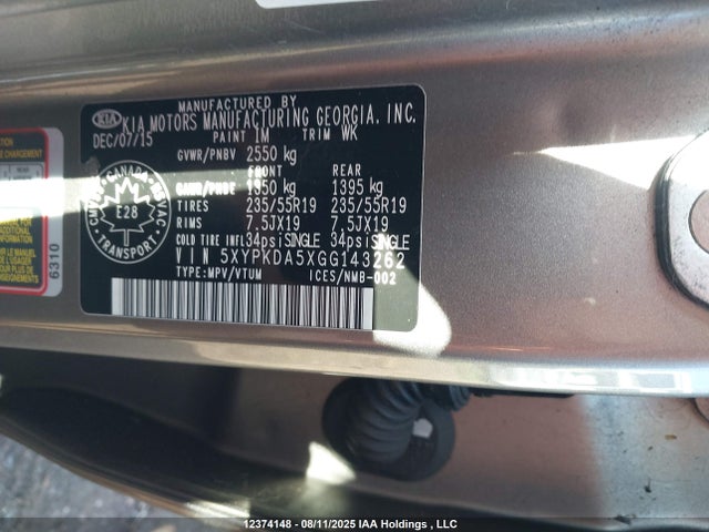 KIA dohc gdi lambda ii 2016 5XYPKDA5XGG143262 Image 9