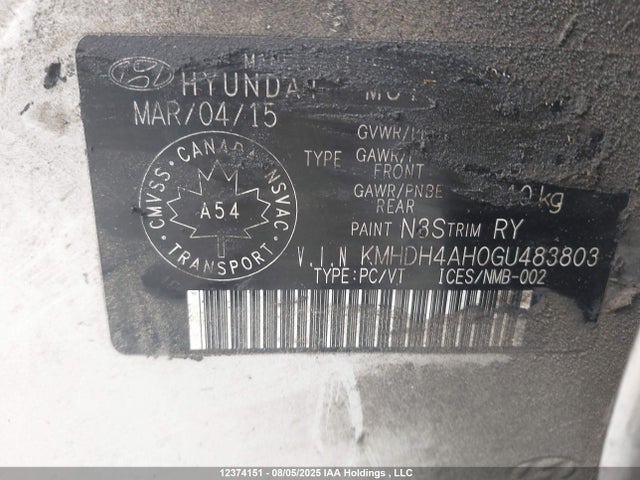 KMHDH4AH0GU483803 Hyundai dohc gdi nu