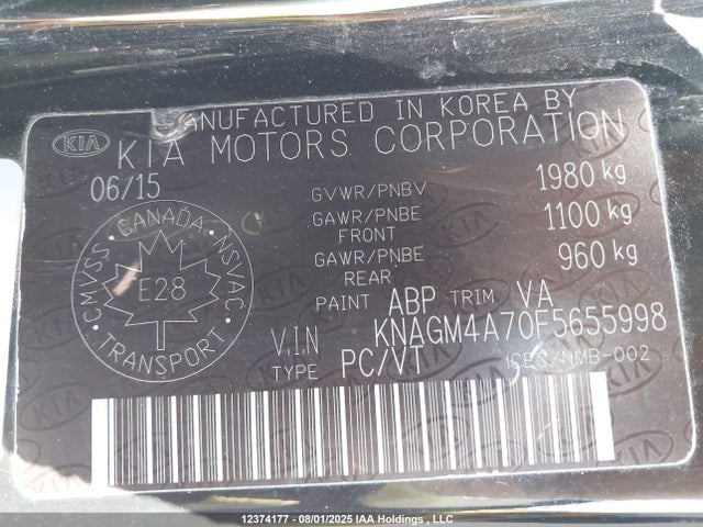 Aukcja sprzedaży 2015 Kia Optima Lx, vin: KNAGM4A70F5655998, numer aukcji: 12374177