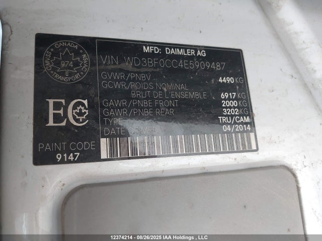 WD3BF0CC4E5909487 Mercedes-Benz Mg5+mh3 (epa/13)