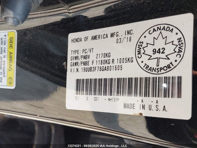 19UUB3F76GA801605 Acura j35y6