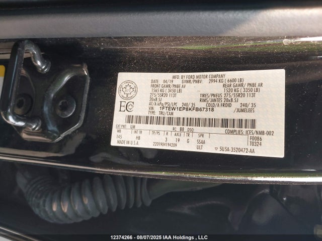 Ford 2.7l-4v 2019 1FTEW1EP8KFB67318 Image 9