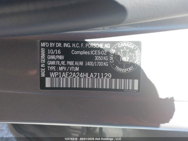Porsche Cayenne 2017 WP1AE2A24HLA71129 Image 9