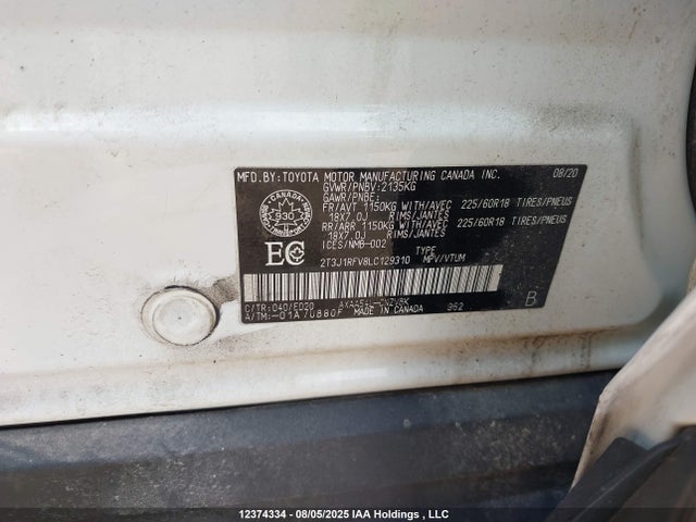 Toyota a25a-fks 2020 2T3J1RFV8LC129310 Image 9