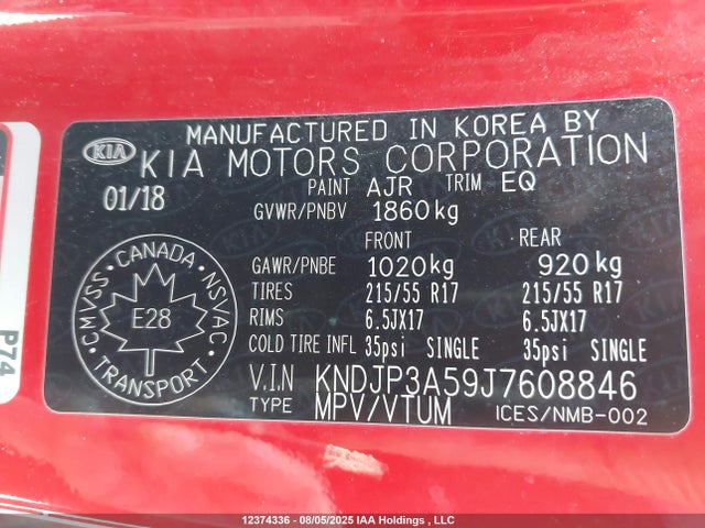 KIA g 2018 KNDJP3A59J7608846 Image 9