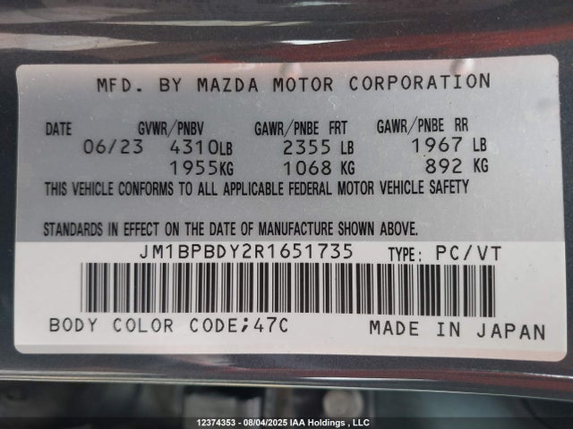 JM1BPBDY2R1651735 Mazda py turbo