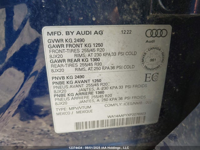 Audi 45 tfsi 2023 WA14AAFYXP2076903 Image 9
