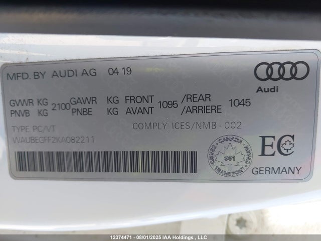 WAUBEGFF2KA082211 Audi 2019