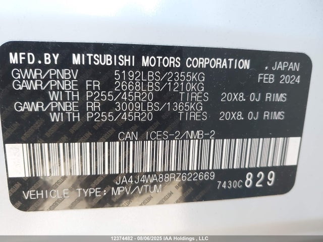 Mitsubishi 2024 2024 JA4J4WA88RZ622669 Image 9