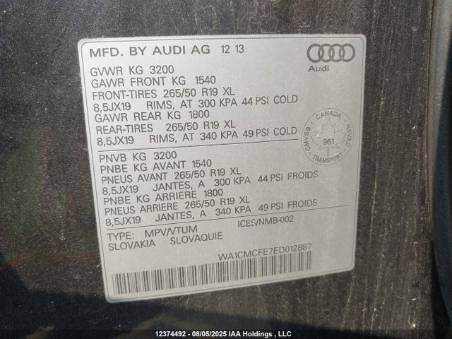 Audi 3.0t Tdi 2014 WA1CMCFE7ED012887 Image 9