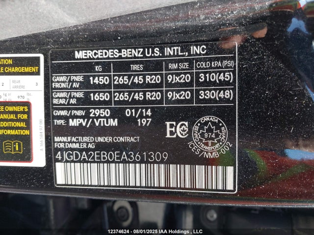 4JGDA2EB0EA361309 Mercedes-Benz Ml-Class