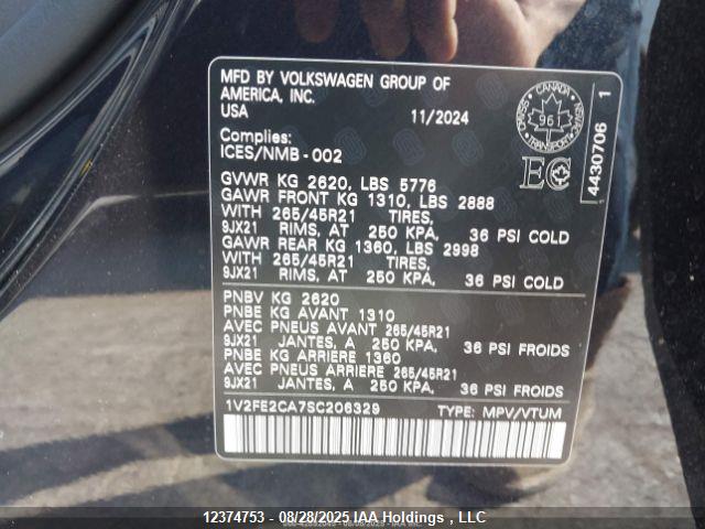 1V2FE2CA7SC206329 Volkswagen 2.0 tsi