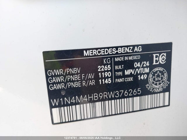Mercedes-Benz m260 2024 W1N4M4HB9RW376265 Image 9