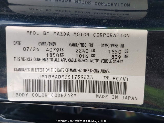 JM1BPABM3S1759233 Mazda py cylinder deactivation