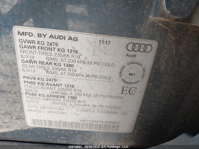 Audi 2018 2018 WA1CNAFY0J2089957 Image 19