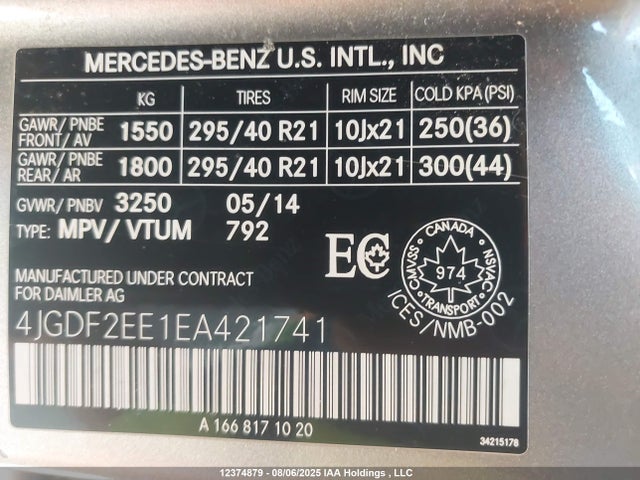 Mercedes-Benz Gl-Class 2014 4JGDF2EE1EA421741 Image 9