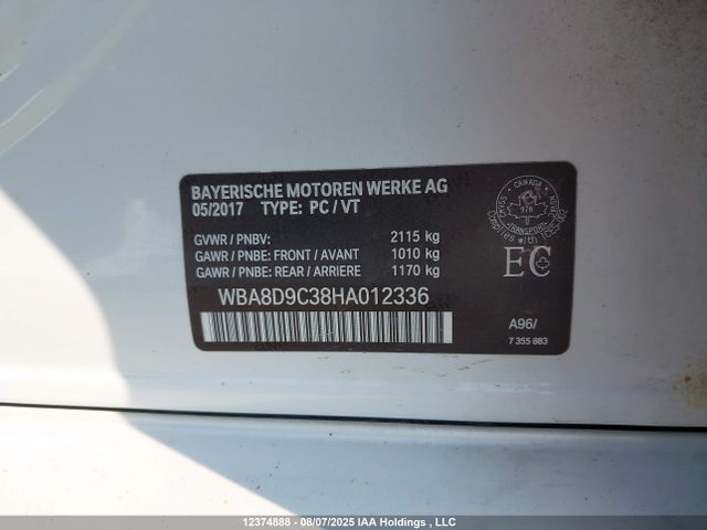 WBA8D9C38HA012336 BMW 330I