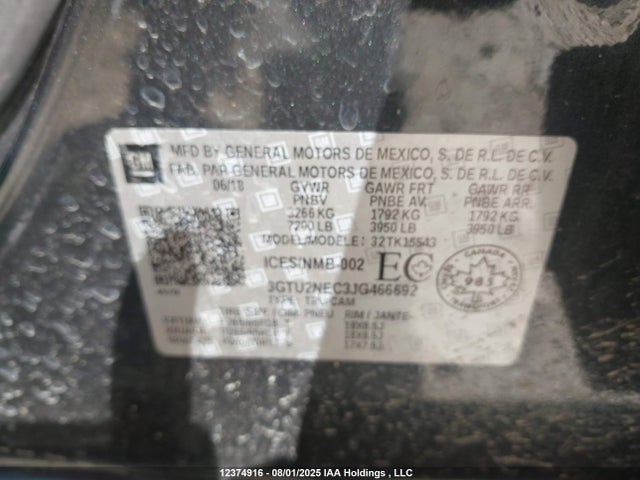 GMC l83 -spark ignited direct injection, variable valve timing, afm, e85 max, alum 2018 3GTU2NEC3JG466692 Image 18