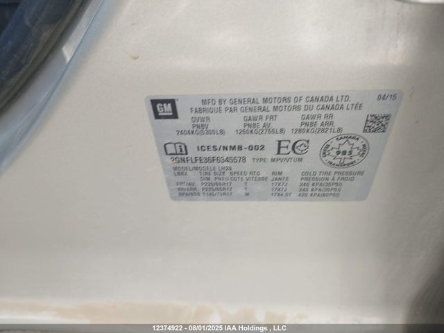 Chevrolet lfx - sidi, vvt, e85 max, alum 2015 2GNFLFE36F6345578 Image 9