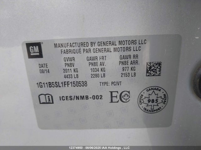 Chevrolet lkw 2015 1G11B5SL1FF150538 Image 9