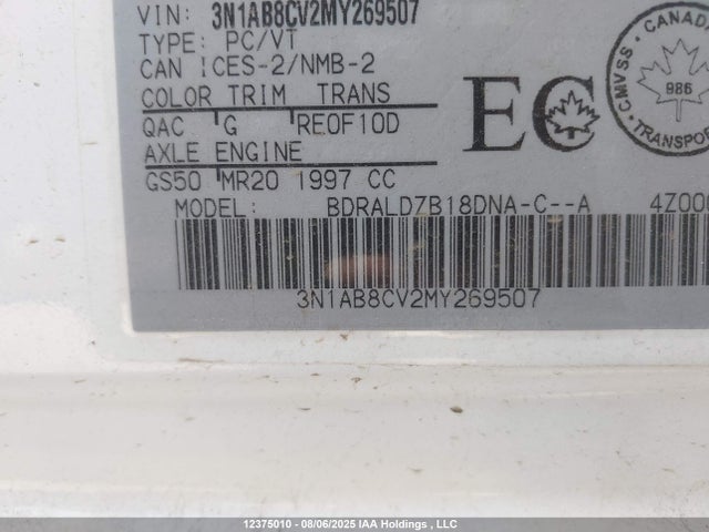 3N1AB8CV2MY269507 Nissan Sentra