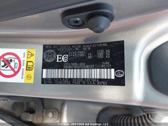 58ABK1GGXHU038727 Lexus 2gr-fe