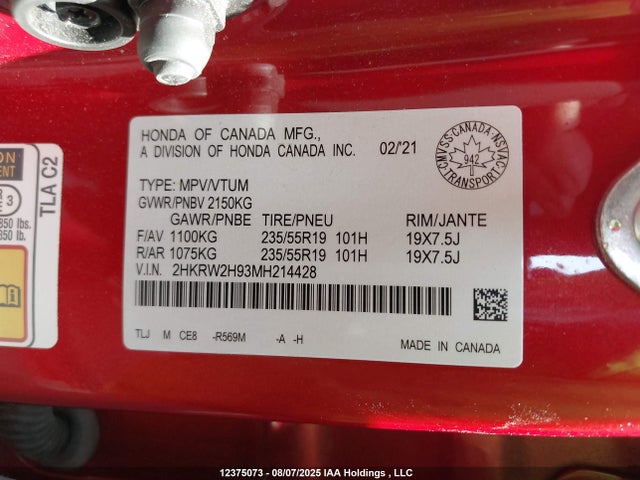 Honda l15be 2021 2HKRW2H93MH214428 Image 18