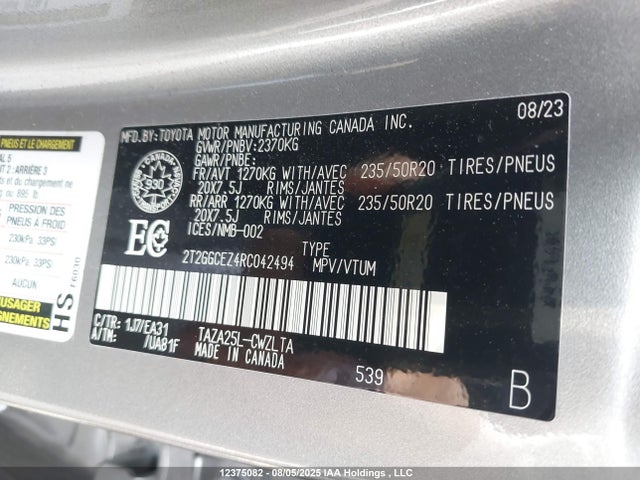 Lexus t24a-fts 2024 2T2GGCEZ4RC042494 Image 9