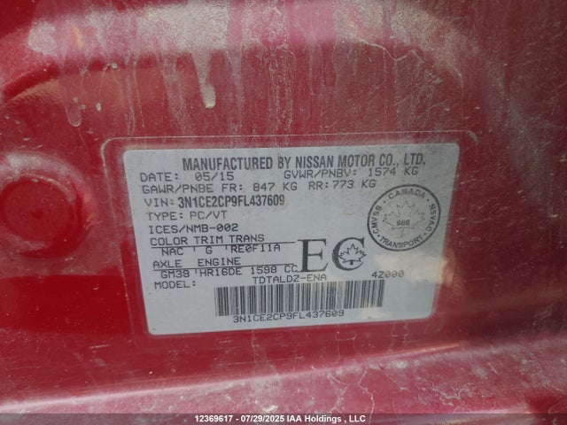 Nissan VERSA NOTE 2015 3N1CE2CP9FL437609 Image 9