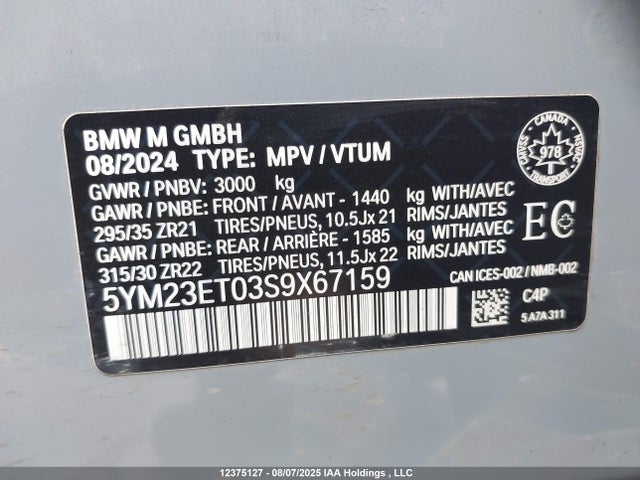 12375127 :رقم المزاد ، 5YM23ET03S9X67159 vin ، 2025 Bmw X6 M Competition مزاد بيع