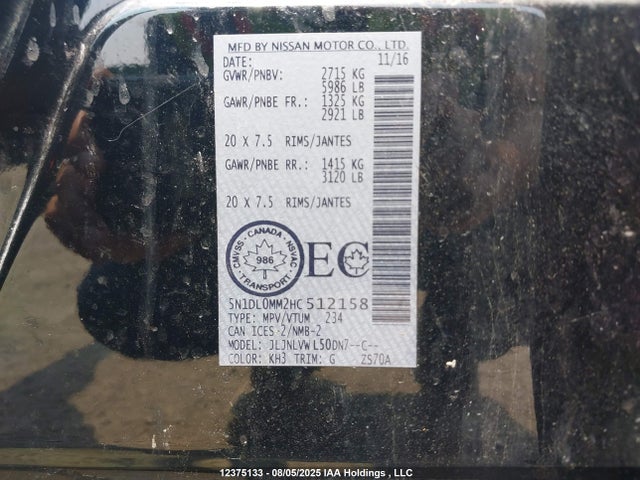 5N1DL0MM2HC512158 Infiniti QX60