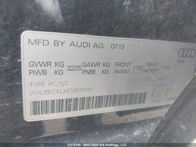 Audi flex fuel engine 2014 WAUBFCFLXEN009497 Image 9