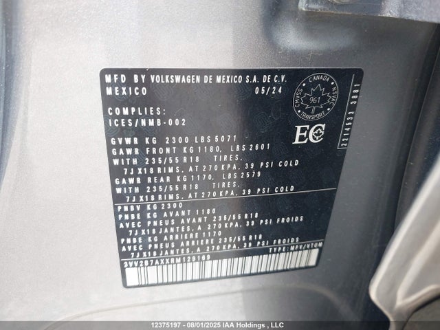 3VV2B7AXXRM129169 Volkswagen tsi