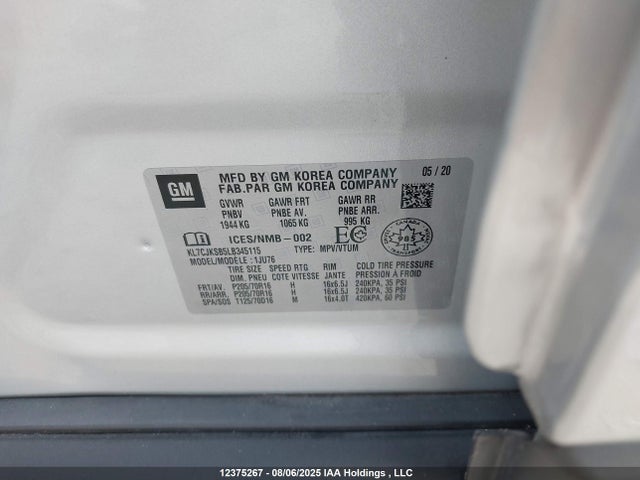 Chevrolet luv - mfi, variable valve timing, e85 max, alum 2020 KL7CJKSB5LB345115 Image 9