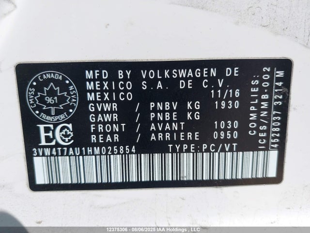 3VW4T7AU1HM025854 Volkswagen 2.0 tsi