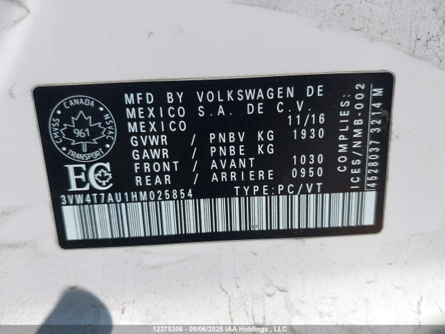 3VW4T7AU1HM025854 Volkswagen 2.0 tsi