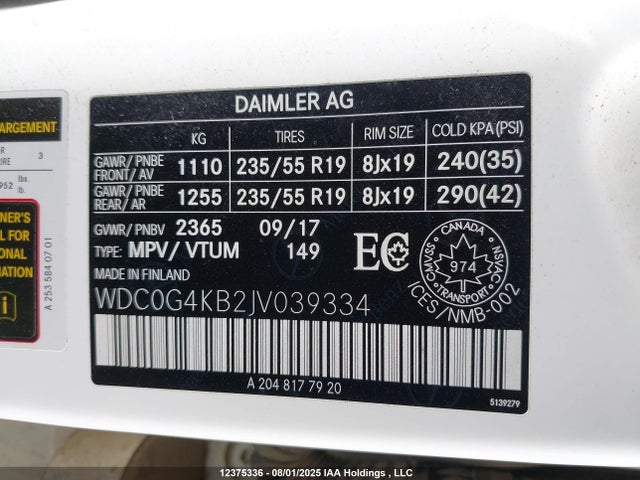 WDC0G4KB2JV039334 Mercedes-Benz Glc 300 4matic