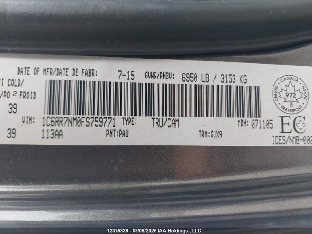 1C6RR7NM0FS759771 RAM 1500