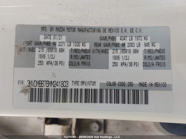 Mazda pe 2021 3MVDMBB76MM241803 Image 9