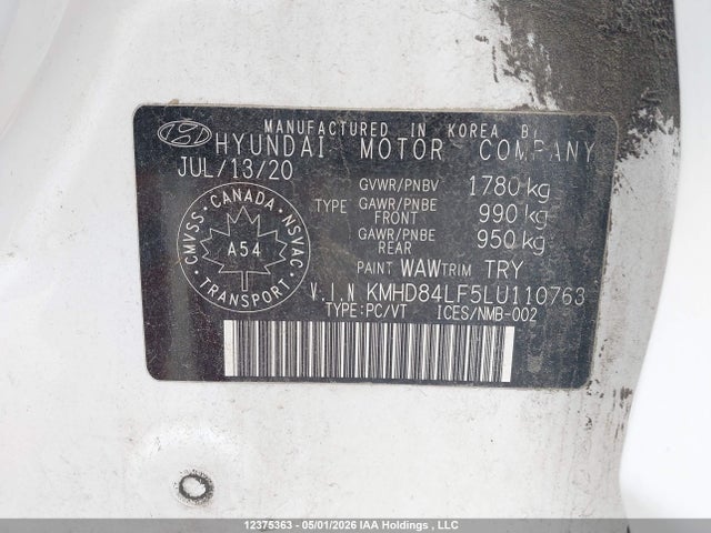 KMHD84LF5LU110763 Hyundai Elantra Preferred With Sun And Safety Package Auto Ivt