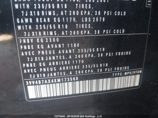 3VV4B7AX4KM173568 Volkswagen Tiguan