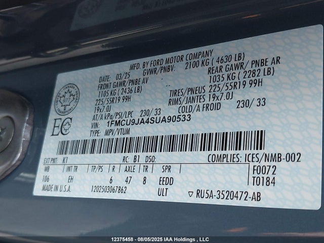 Ford gtdi a 2025 1FMCU9JA4SUA90533 Image 9