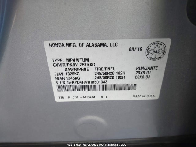 Acura j35y5 2017 5FRYD4H41HB501383 Image 19