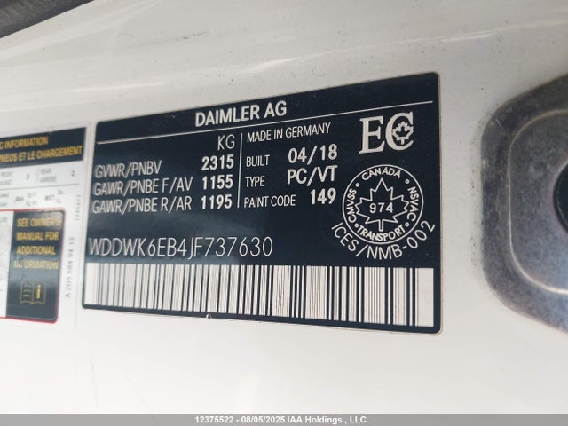 WDDWK6EB4JF737630 Mercedes-Benz m276