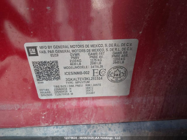 3GKALTEV3KL281514 GMC lyx - direct injection, vvt, fgt, turbo, alum, gen 1