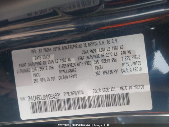 3MVDMBCL8MM254631 Mazda py