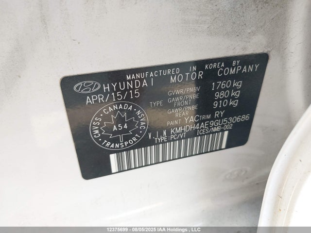 Hyundai dohc mpi nu 2016 KMHDH4AE9GU530686 Image 9